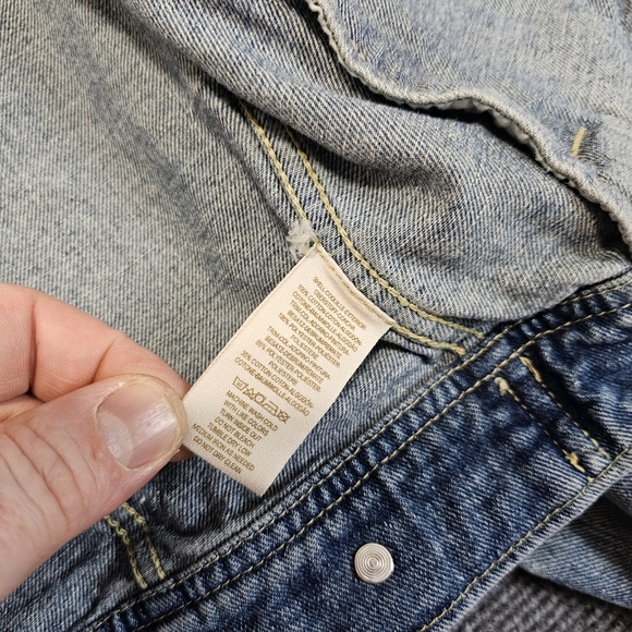 Free People Womens Size 2 Trucker Denim Patchwork Jacket We The Free Hippie Boho - Picture 11 of 16